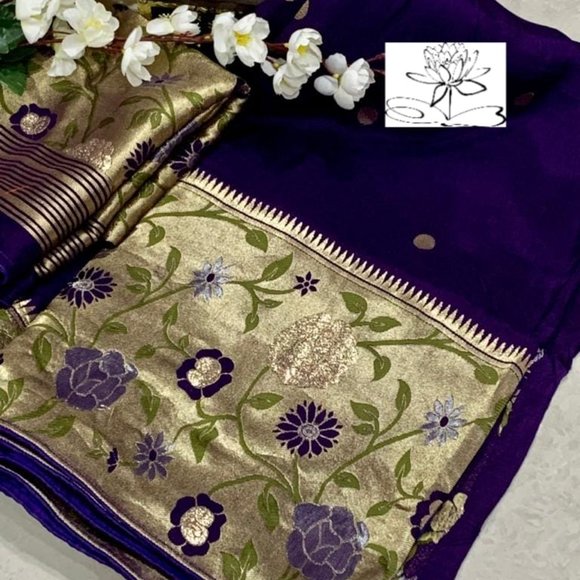 Munga crepe Silk Saree | Party Saree |  Saree for wedding | Crepe silk Saree - Picture 4 of 5